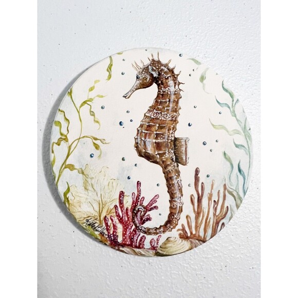 CoasterStone Sea Horse Absorbent Stone Coasters Colorful Art New in Box - Picture 5 of 10